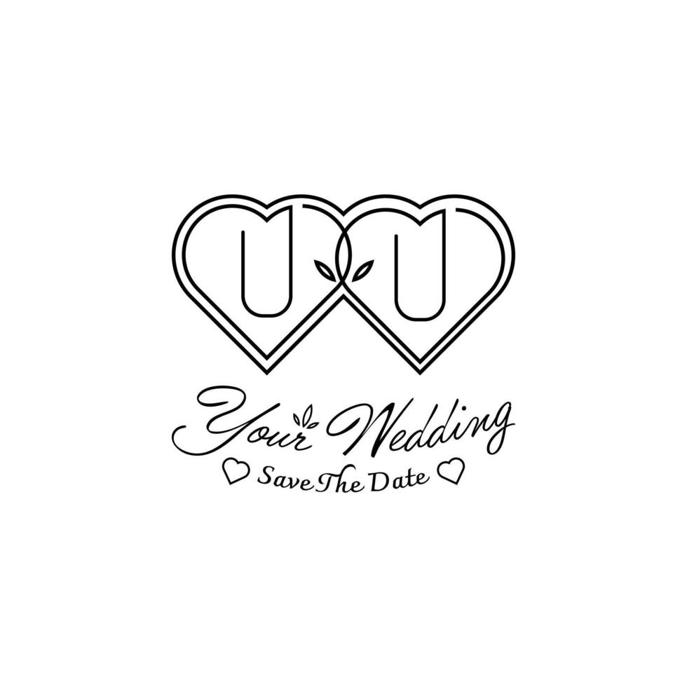Letters UU Wedding Love Logo, for couples with U and U initials vector