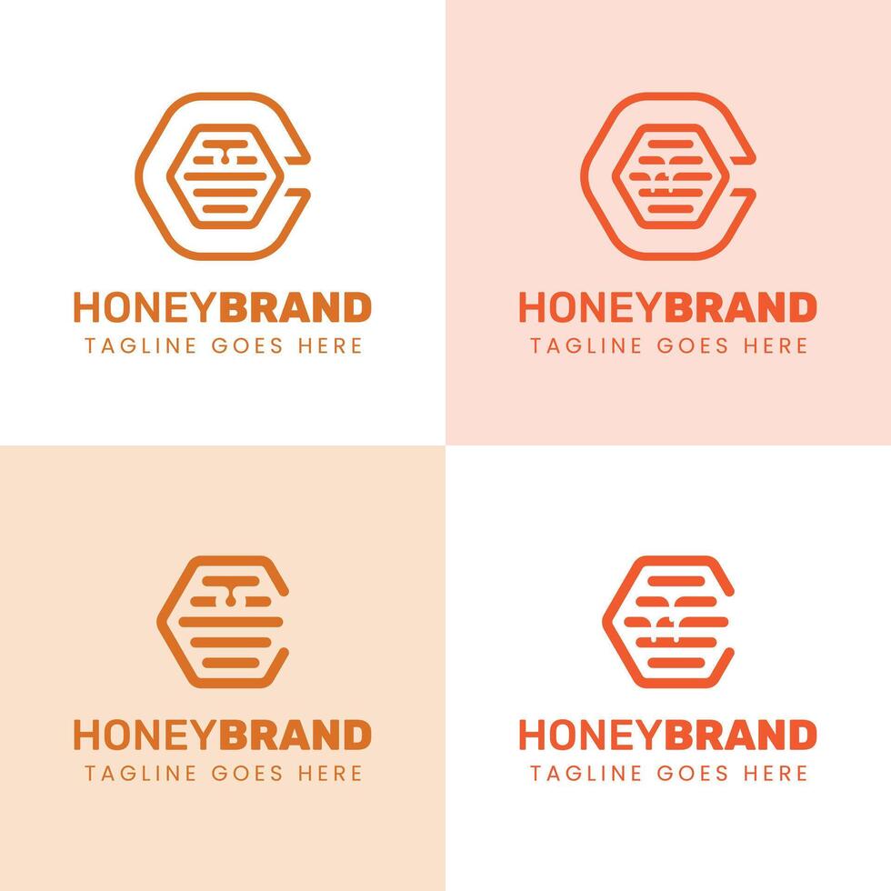 Initial C Honey Logo Set, Perfect for Beekeeping and Honey Producers vector