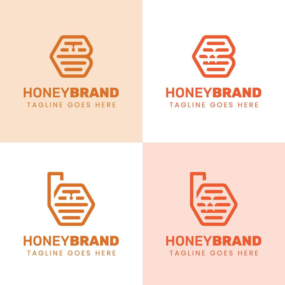 Initial B Honey Logo Set, Perfect for Beekeeping and Honey Producers vector