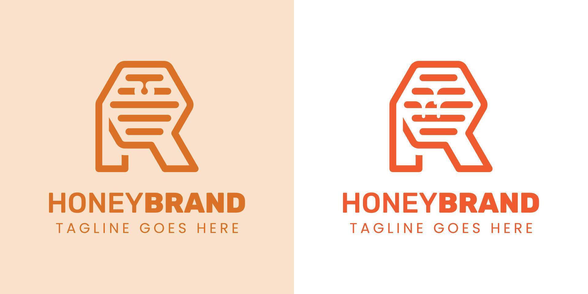 Initial R Honey Logo Set, Perfect for Beekeeping and Honey Producers vector