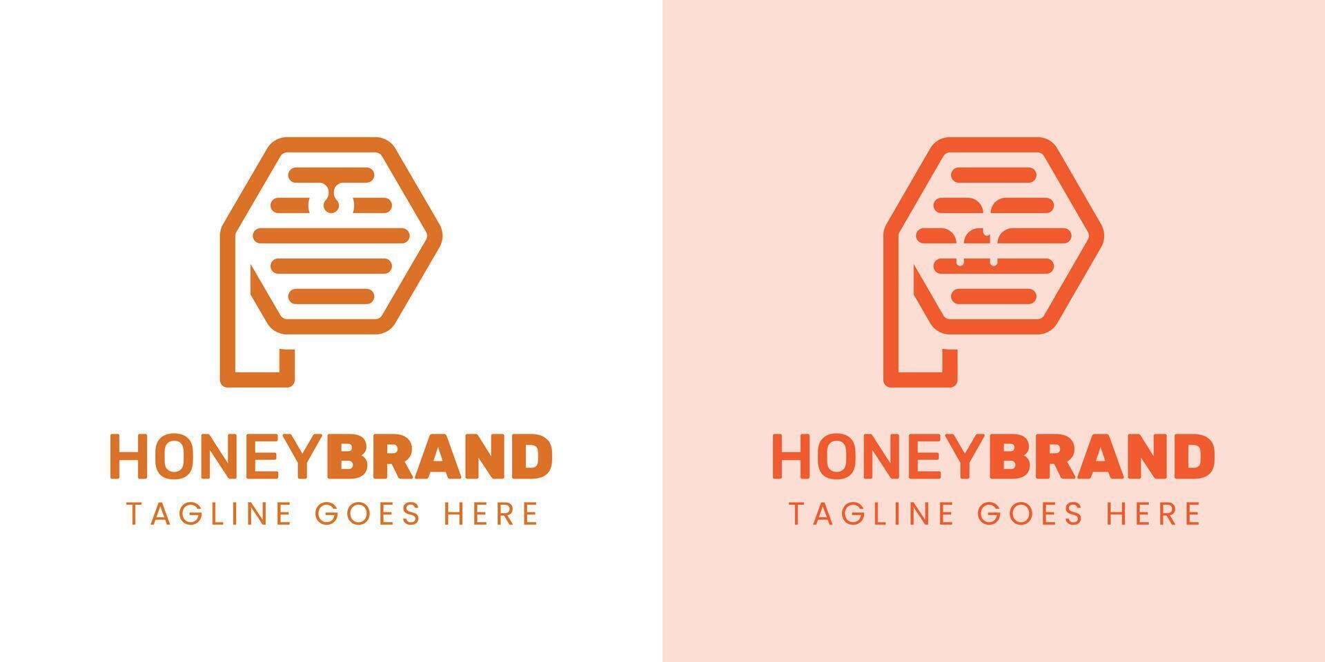 Initial P Honey Logo Set, Perfect for Beekeeping and Honey Producers vector