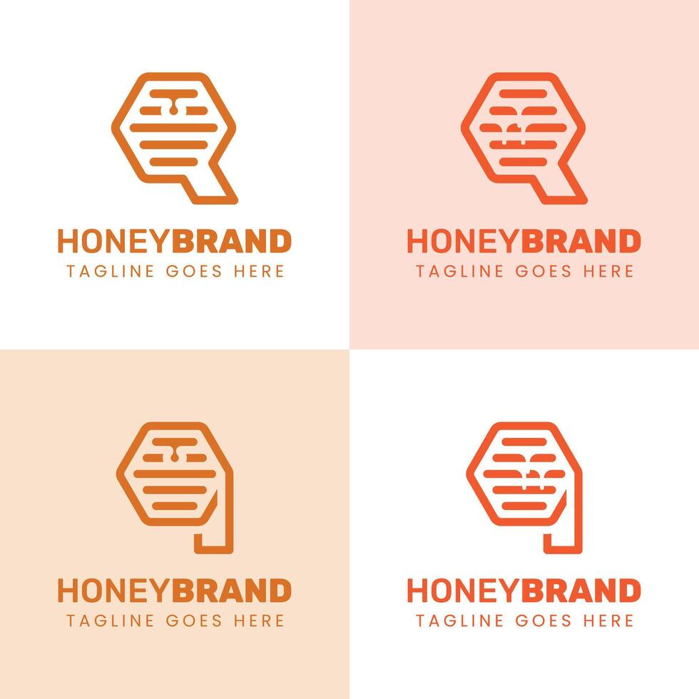 Initial Q Honey Logo Set, Perfect for Beekeeping and Honey Producers vector