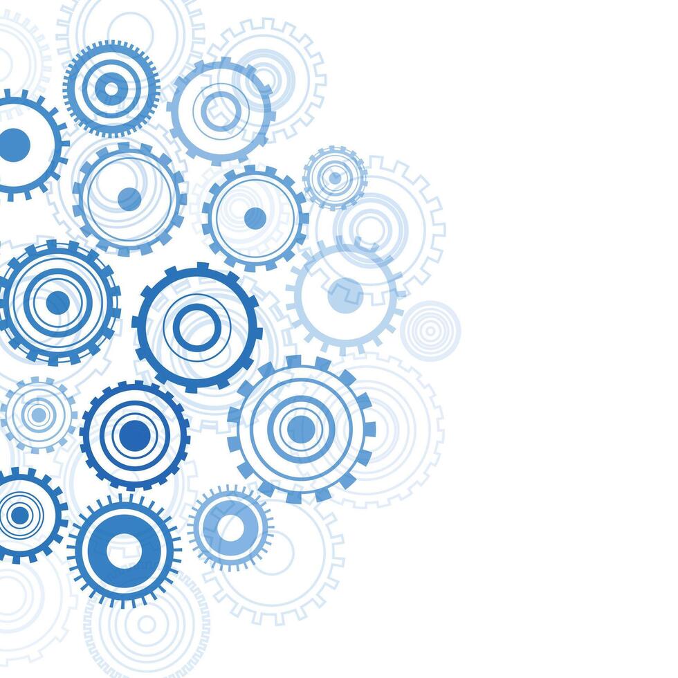 Abstract techno gear background with geometric colorful gear wheels. Space for gear text. gears modern mechanism industrial concept. Technology gears background. Gears illustration vector