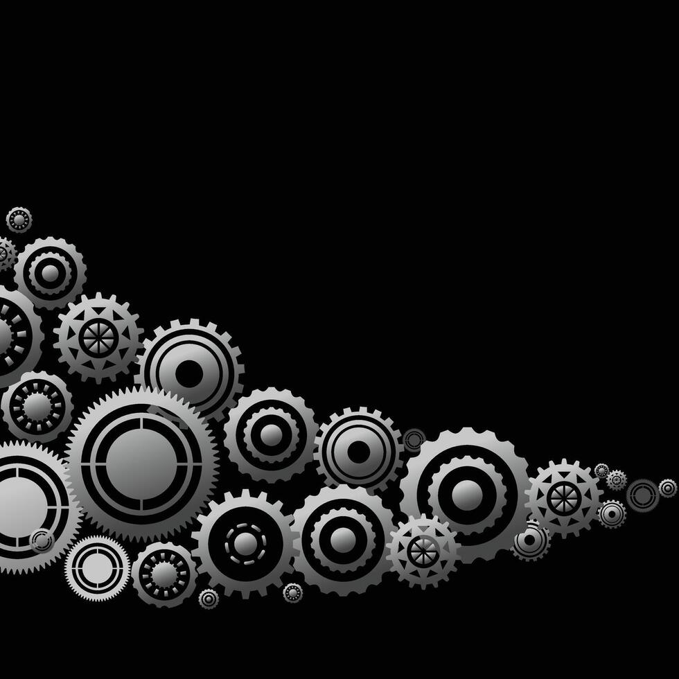 Abstract techno gear background with geometric colorful gear wheels. Space for gear text. gears modern mechanism industrial concept. Technology gears background. Gears illustration vector