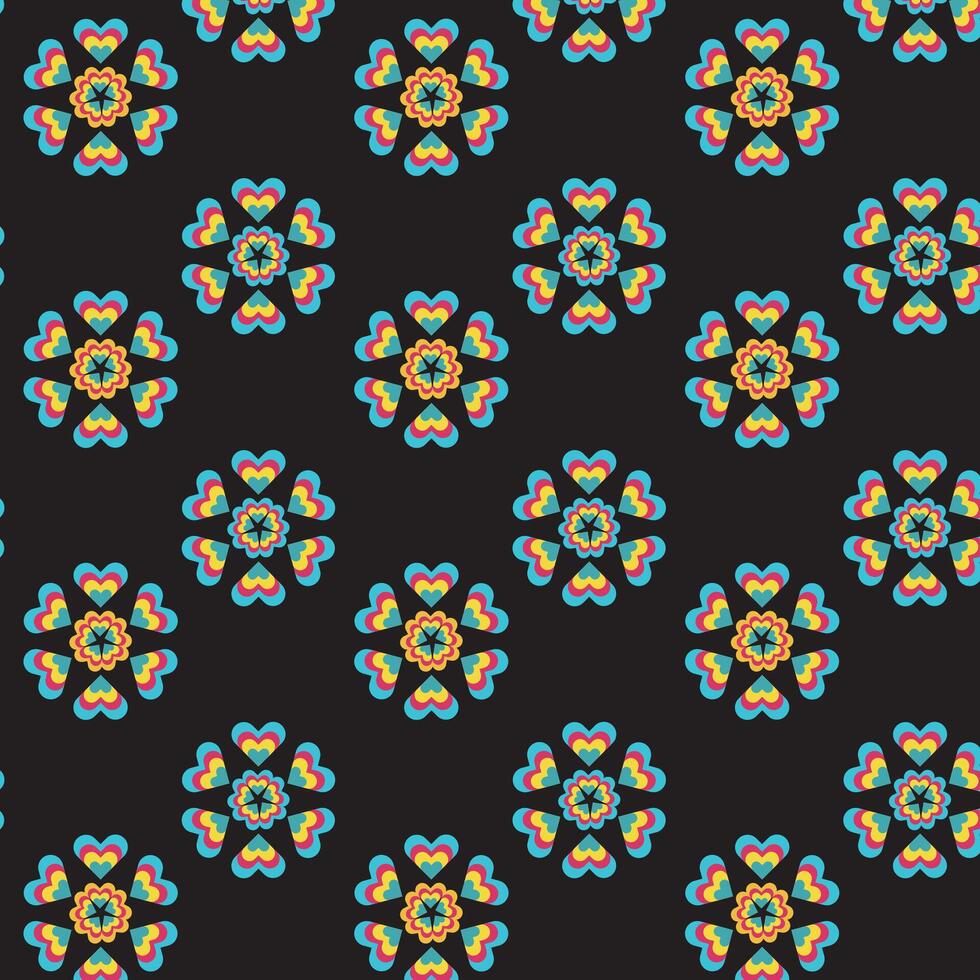 Abstract colorful paint art. Different geometric figures background. Seamless floral pattern Flat minimal style vector