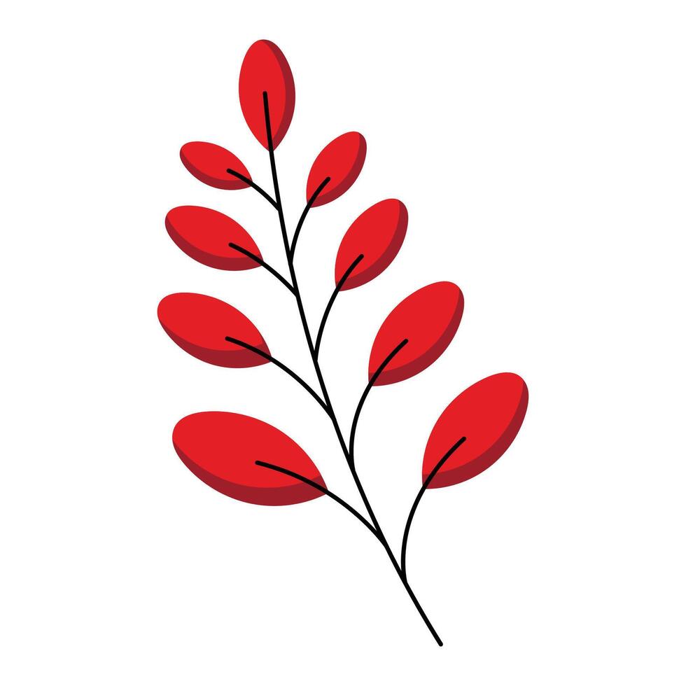 Autumn fallen red leaf. A leaf of a tree. Flat illustration. vector