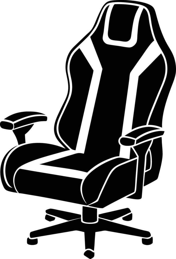 gaming chair silhouette illustration. black and white vector