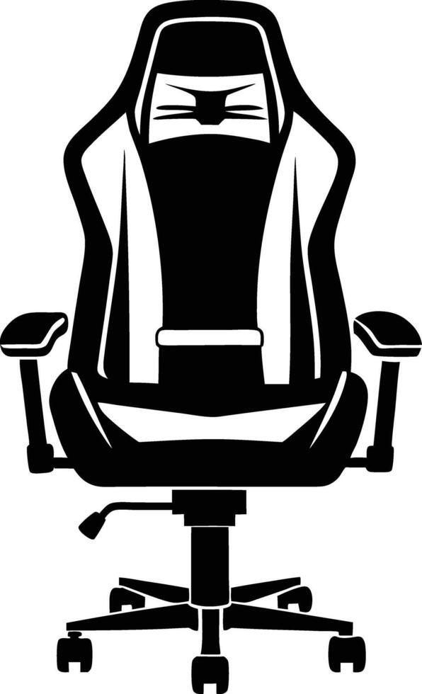 gaming chair silhouette illustration. black and white vector