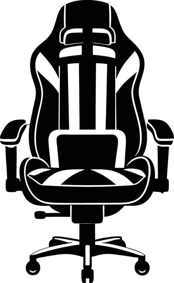 gaming chair silhouette illustration. black and white vector