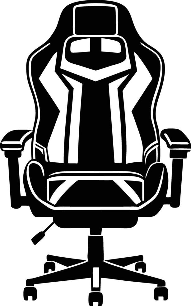 gaming chair silhouette illustration. black and white vector