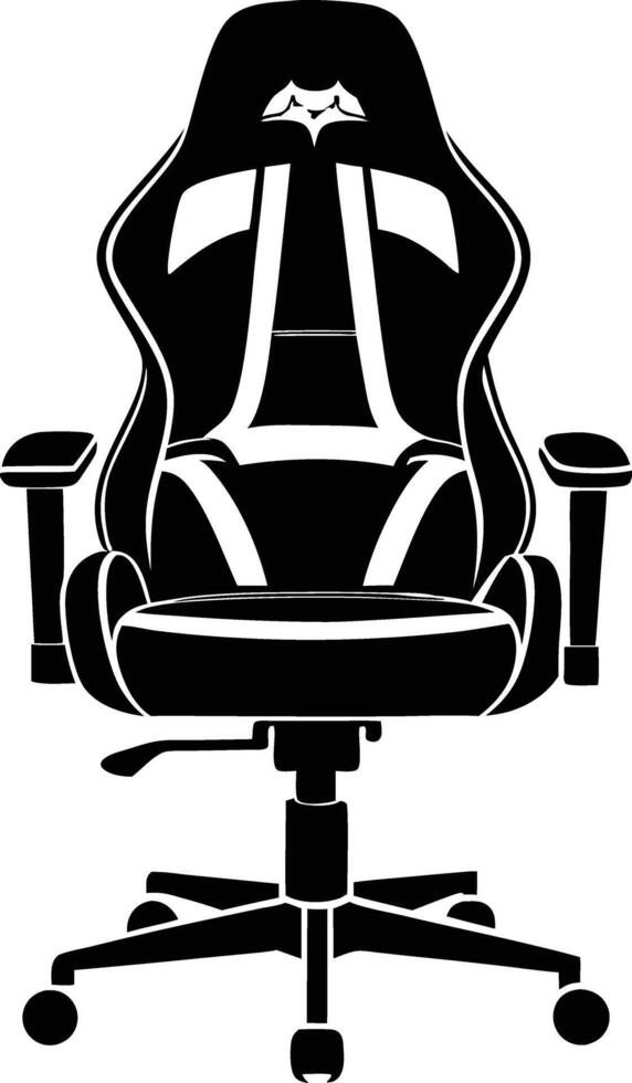 gaming chair silhouette illustration. black and white vector