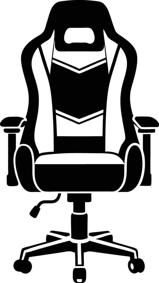 gaming chair silhouette illustration. black and white vector