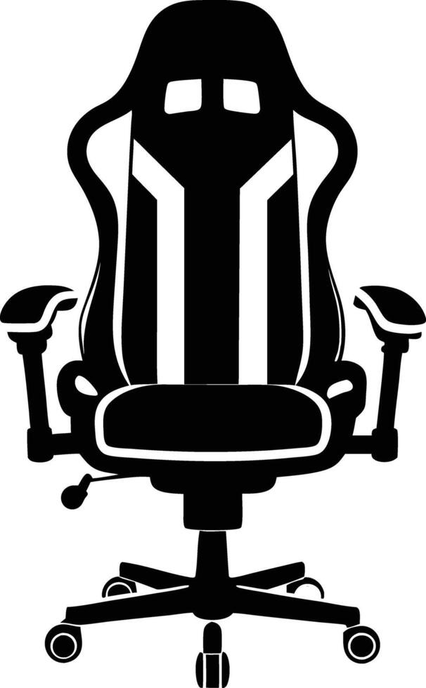 gaming chair silhouette illustration. black and white vector