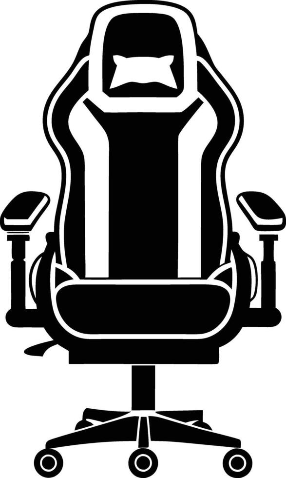 gaming chair silhouette illustration. black and white vector