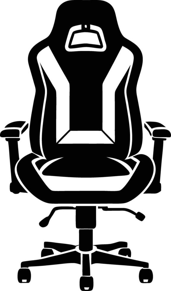 gaming chair silhouette illustration. black and white vector