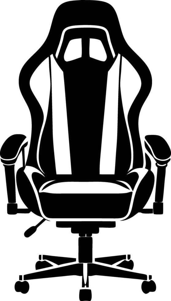 gaming chair silhouette illustration. black and white vector