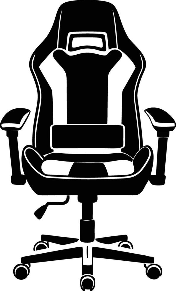 gaming chair silhouette illustration. black and white vector