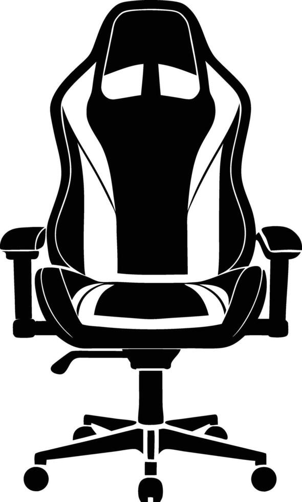 gaming chair silhouette illustration. black and white vector