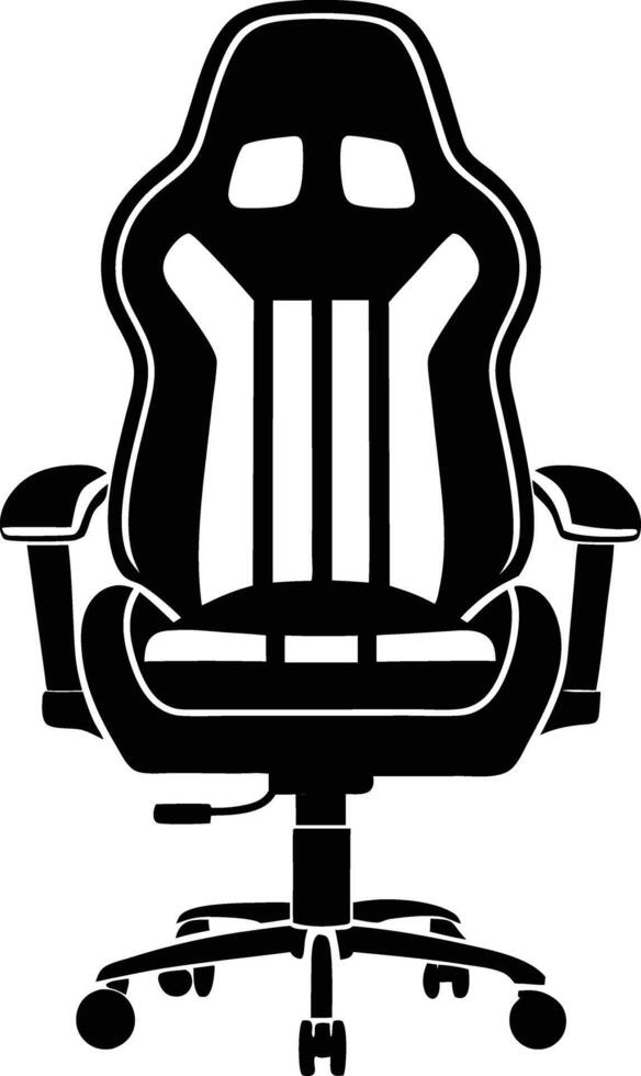 gaming chair silhouette illustration. black and white vector