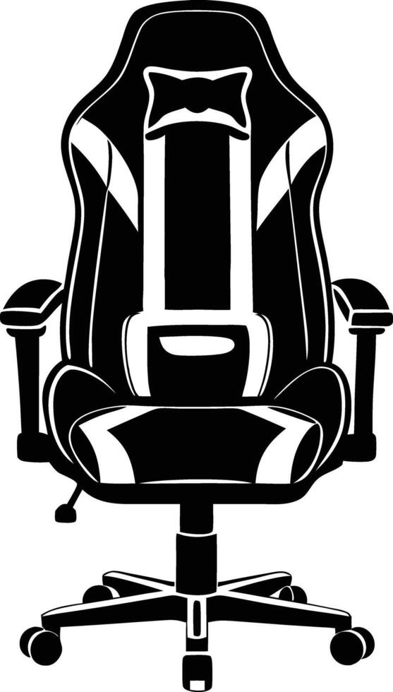 gaming chair silhouette illustration. black and white vector
