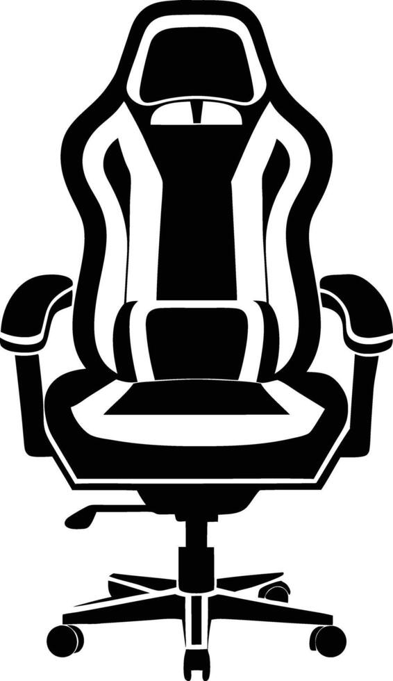 gaming chair silhouette illustration. black and white vector