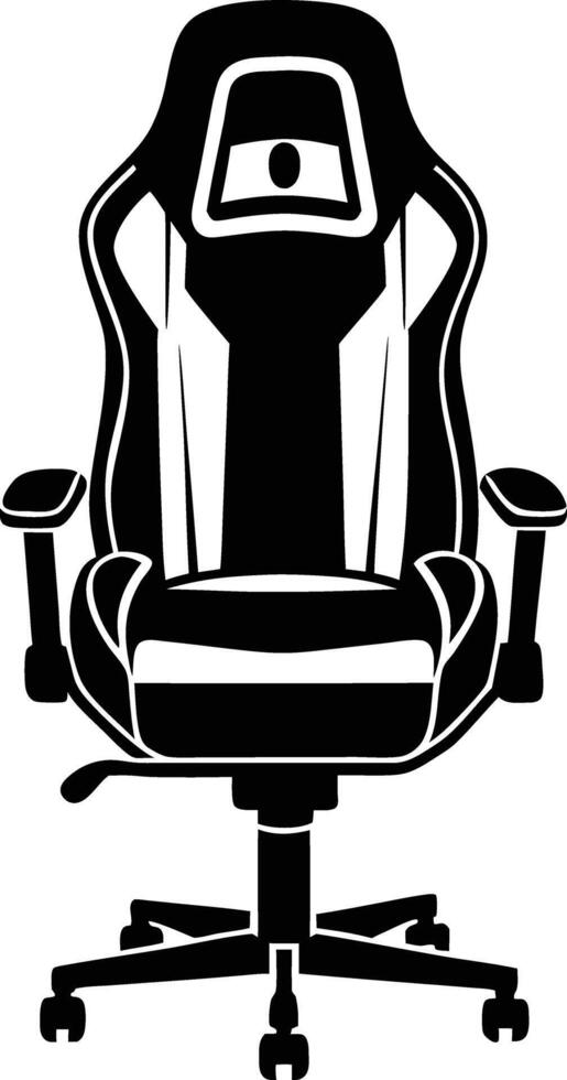gaming chair silhouette illustration. black and white vector