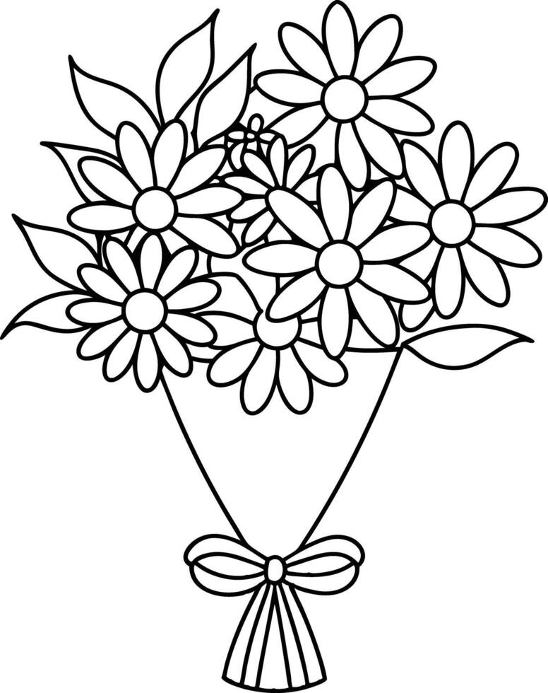 bouquet of flowers illustration black and white vector