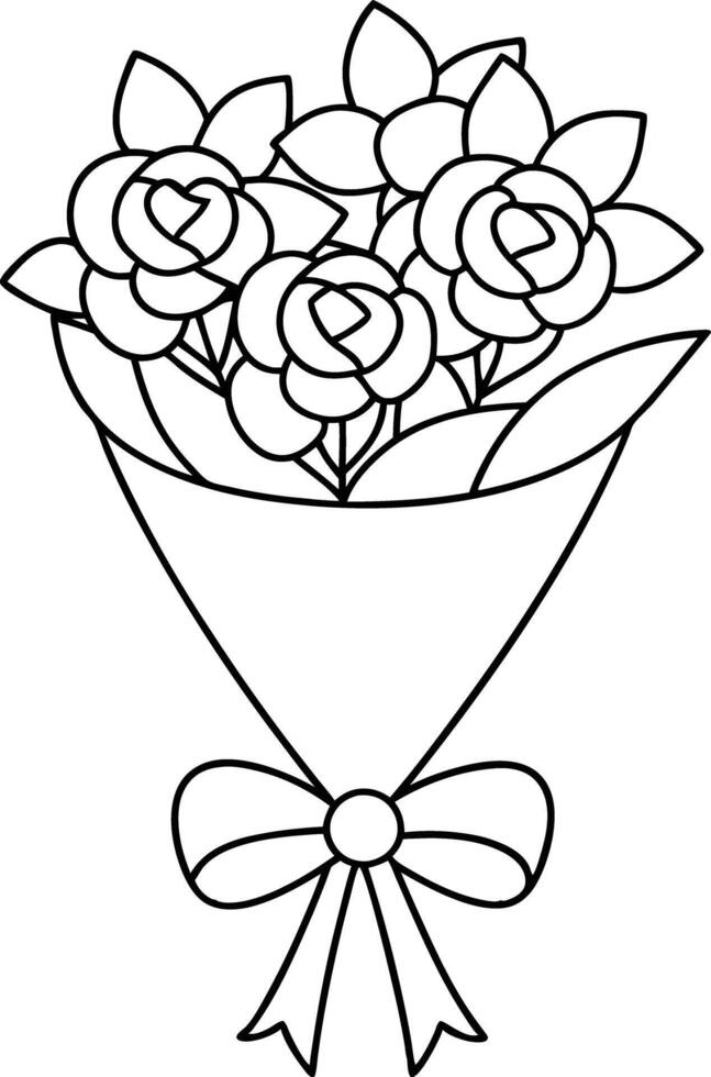 bouquet of flowers illustration black and white vector