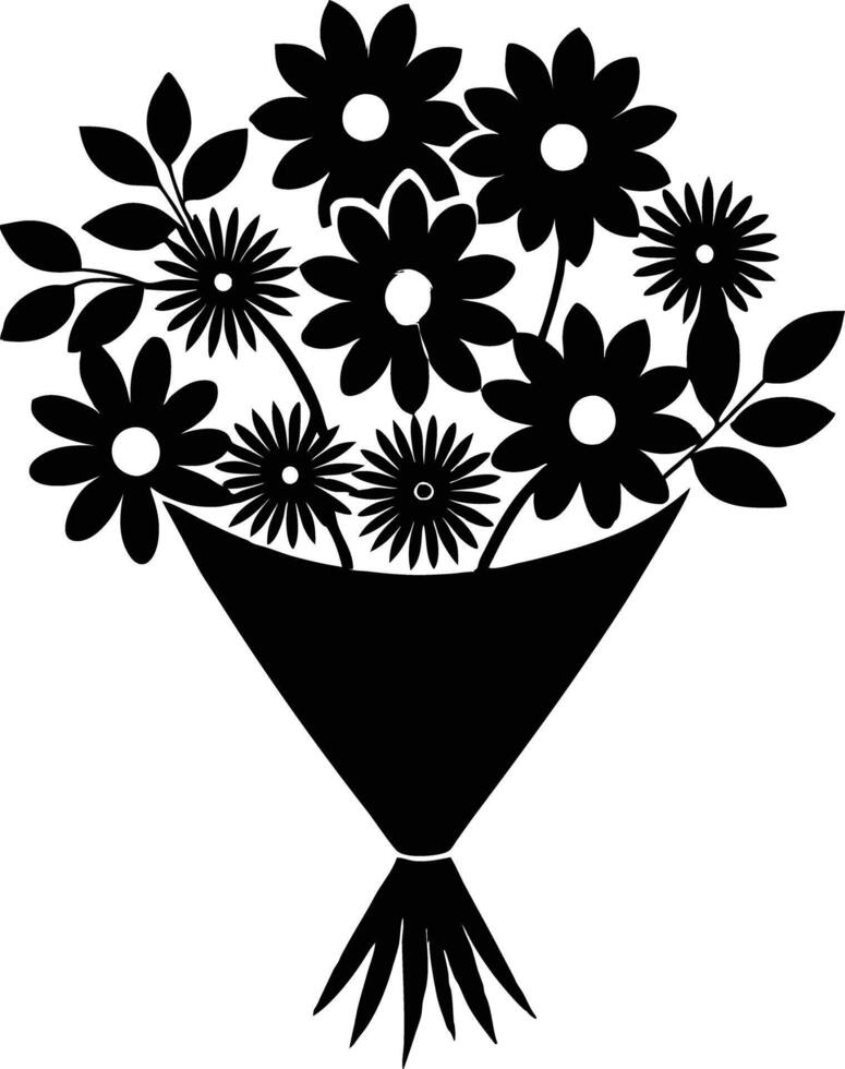bouquet of flowers illustration black and white vector