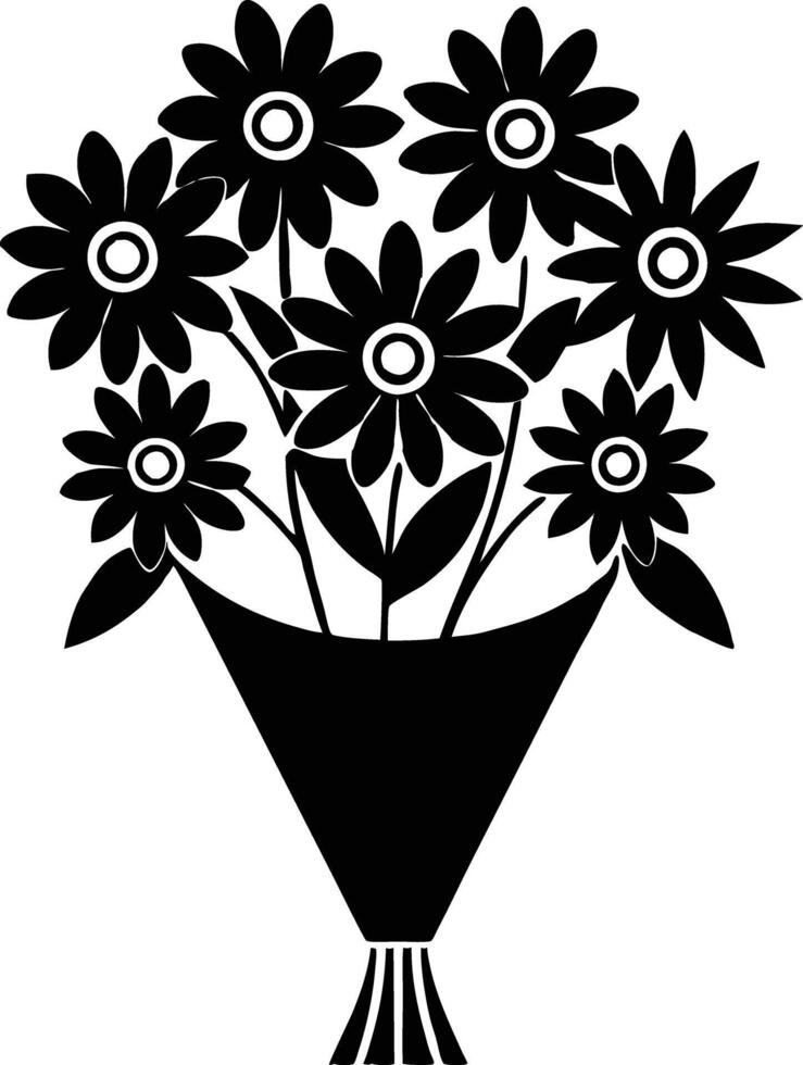 bouquet of flowers illustration black and white vector