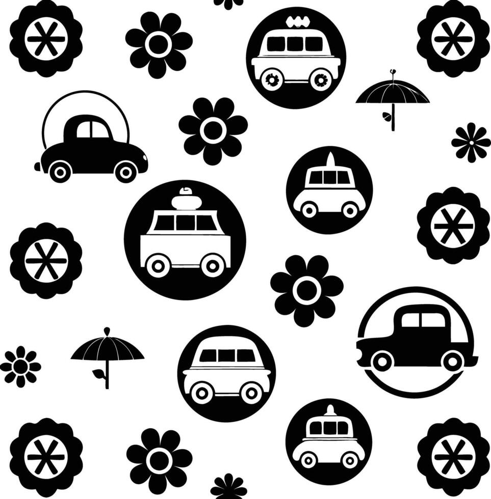 retro pattern illustration black and white vector