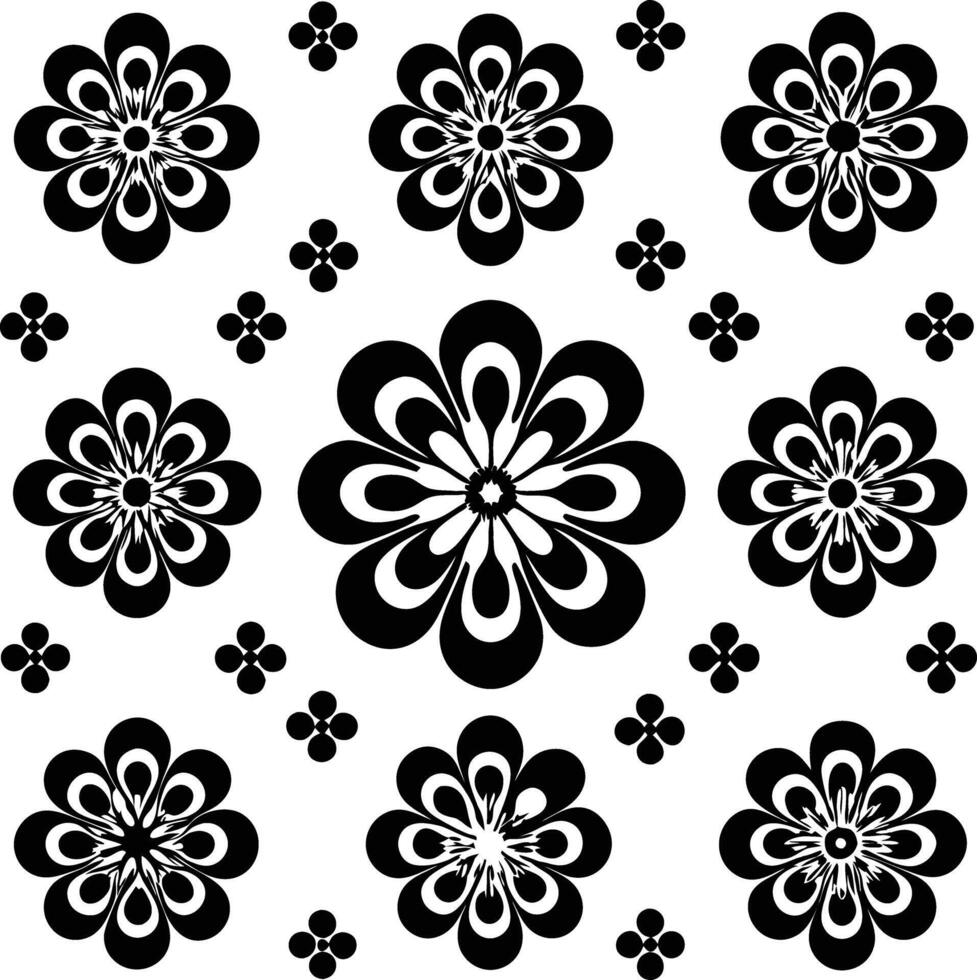 retro pattern illustration black and white vector