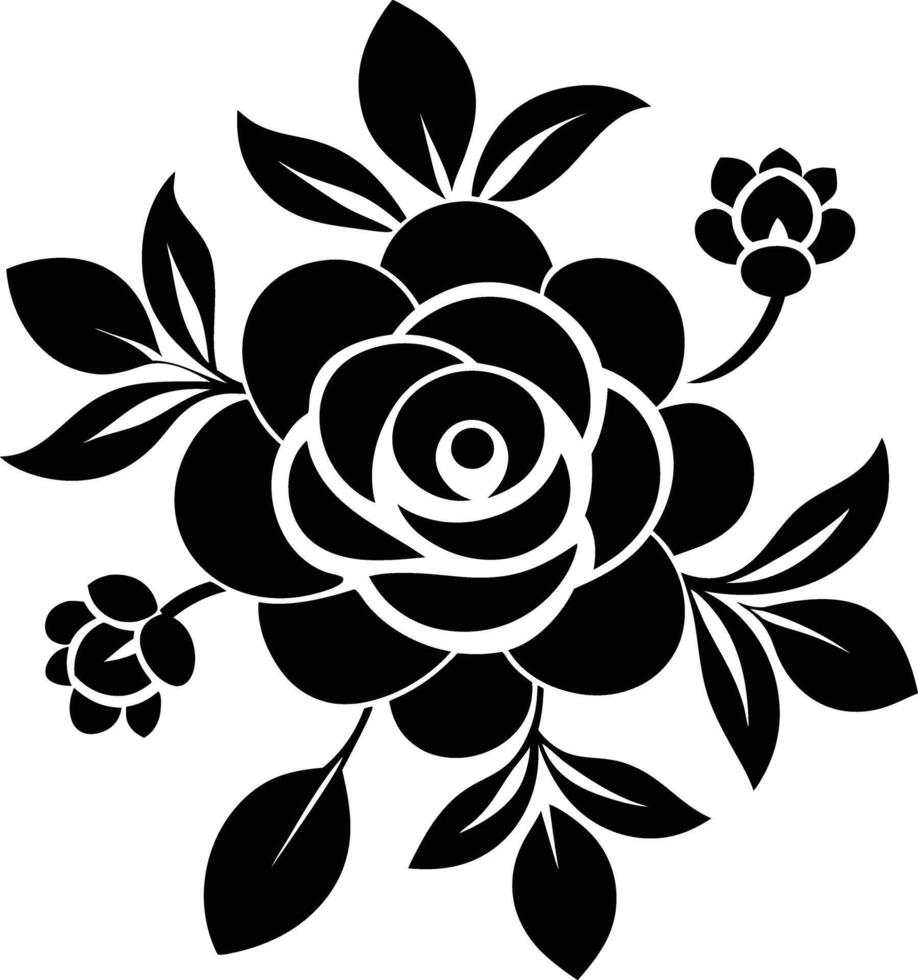 Hand drawn flower illustration black and white vector