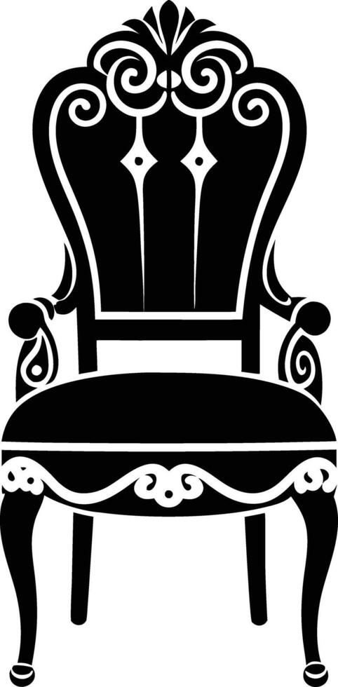 decorative chair illustration black and white vector