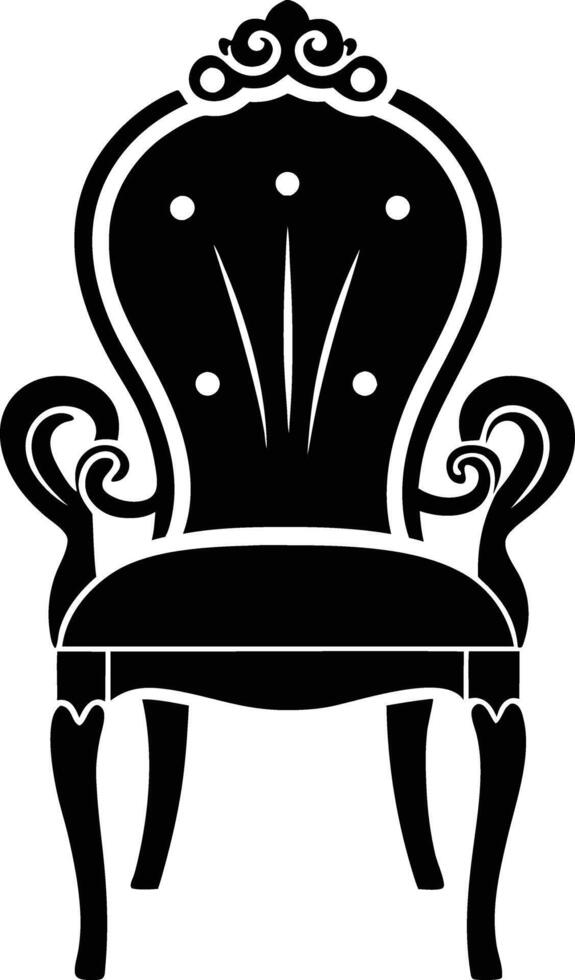 decorative chair illustration black and white vector
