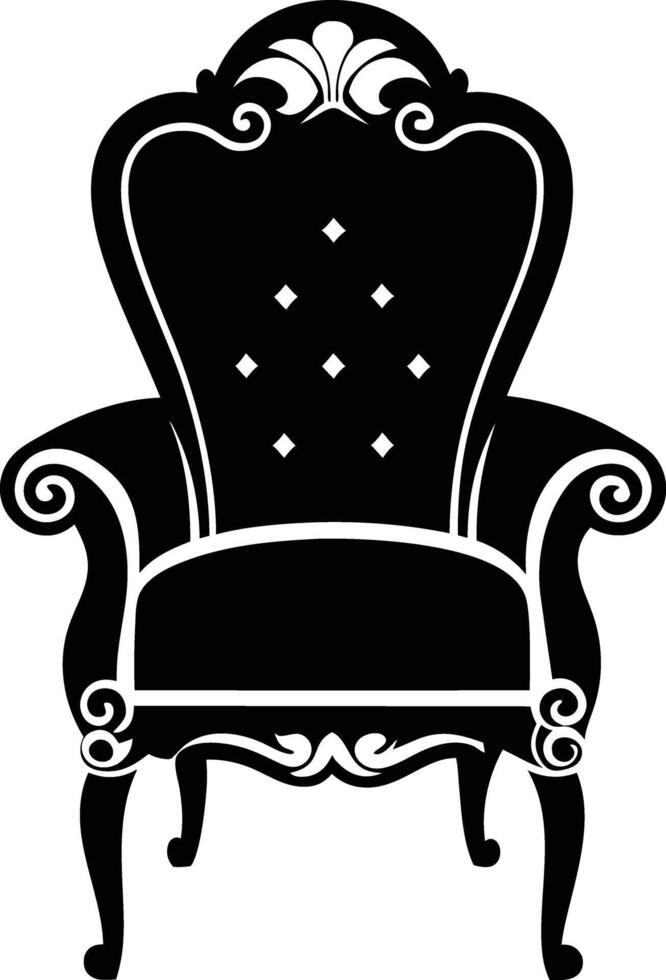 decorative chair illustration black and white vector