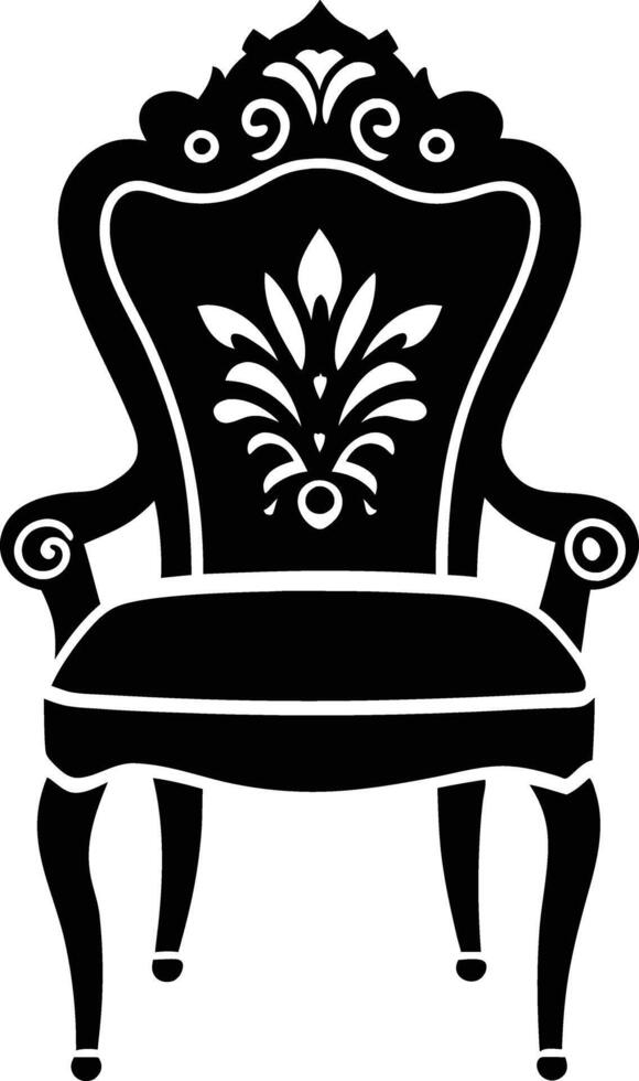 decorative chair illustration black and white vector
