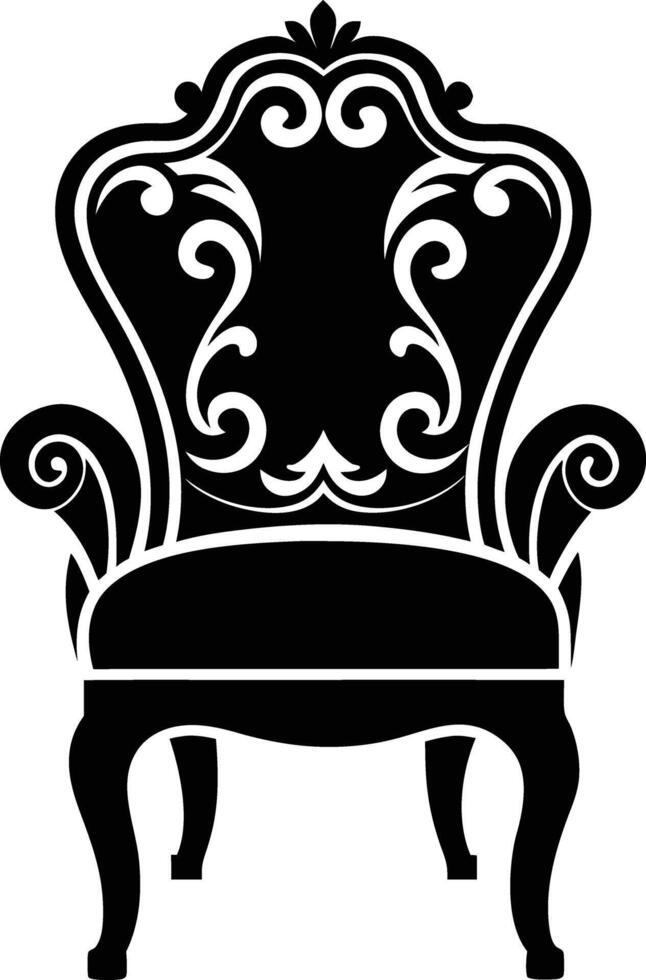 decorative chair illustration black and white vector