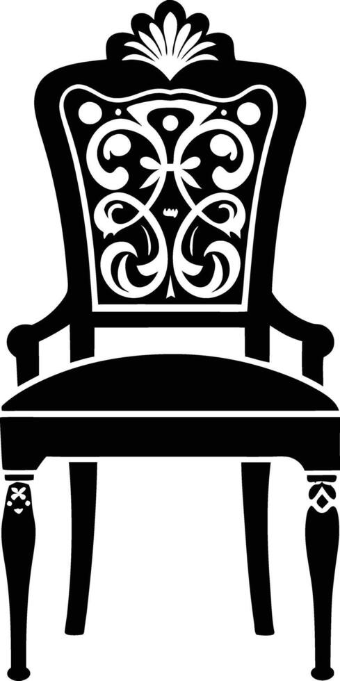 decorative chair illustration black and white vector