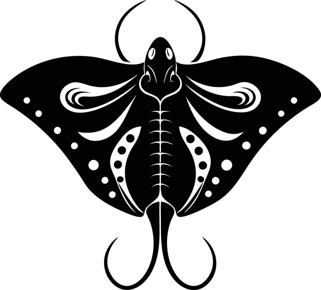 Butterfly Ray illustration black and white vector