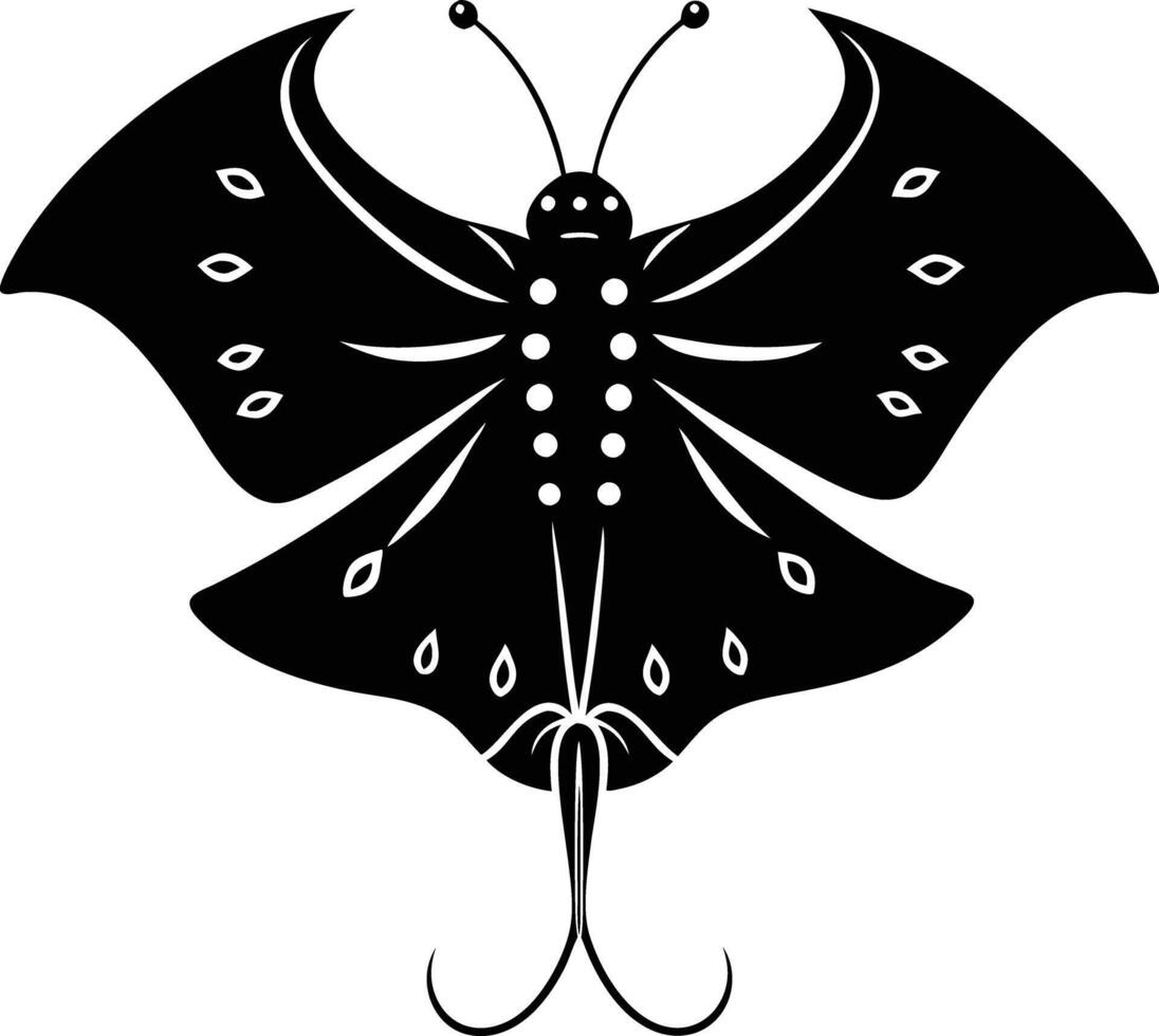 Butterfly Ray illustration black and white vector