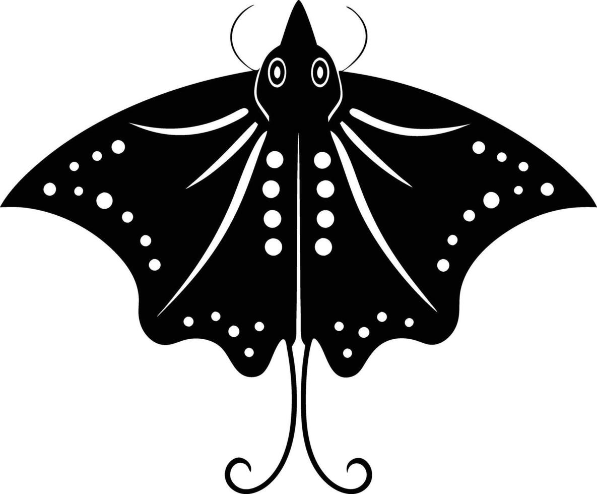 Butterfly Ray illustration black and white vector