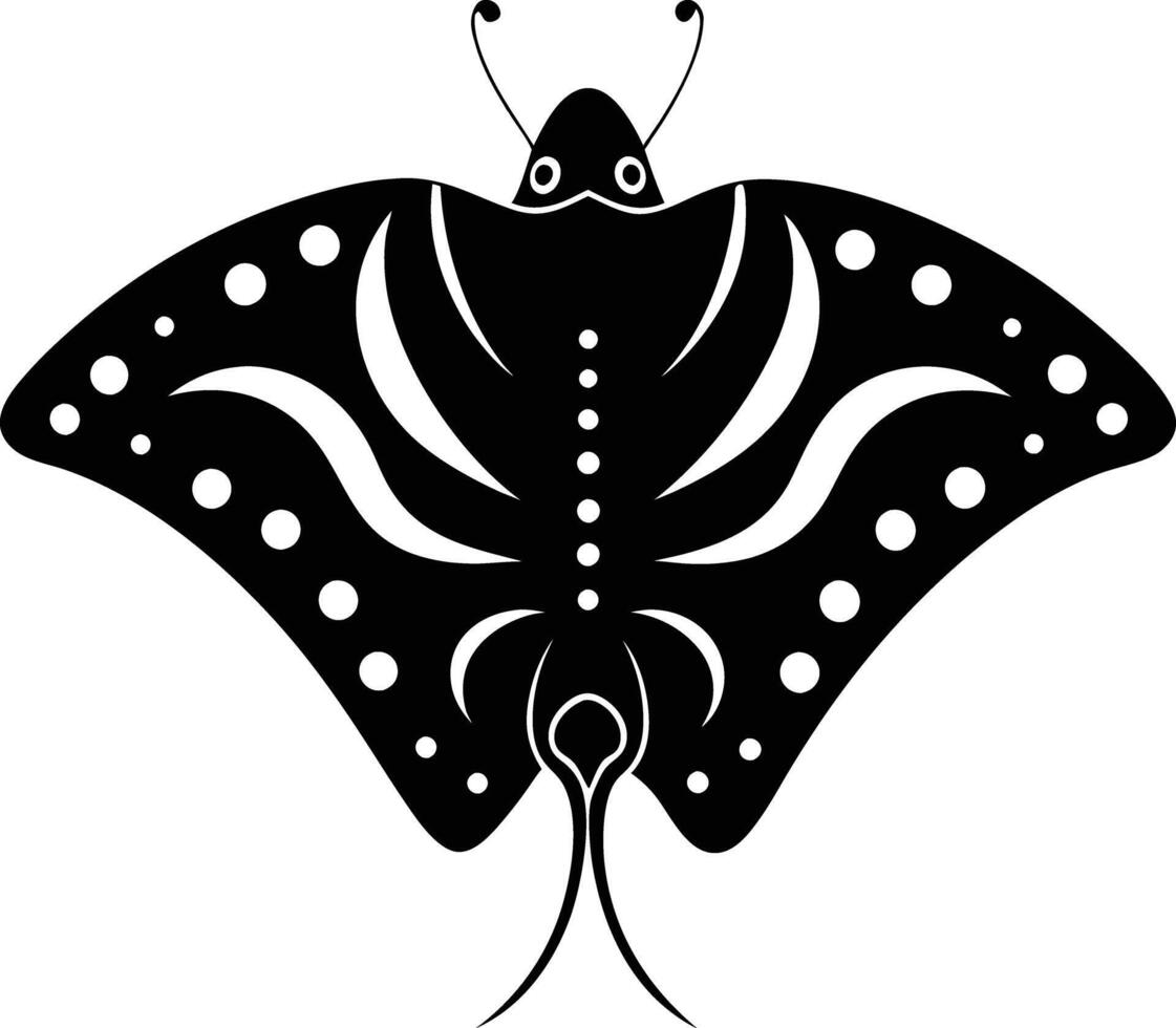 Butterfly Ray illustration black and white vector