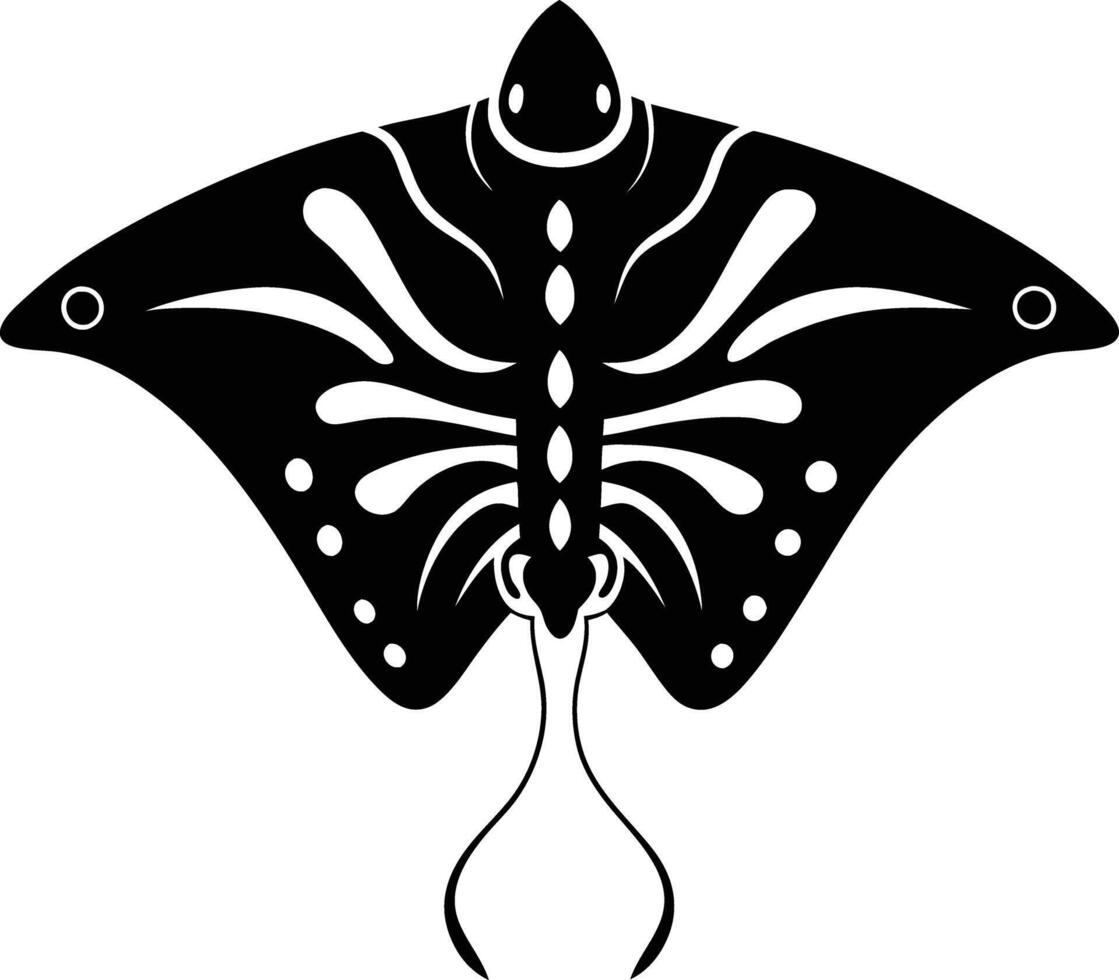 Butterfly Ray illustration black and white vector