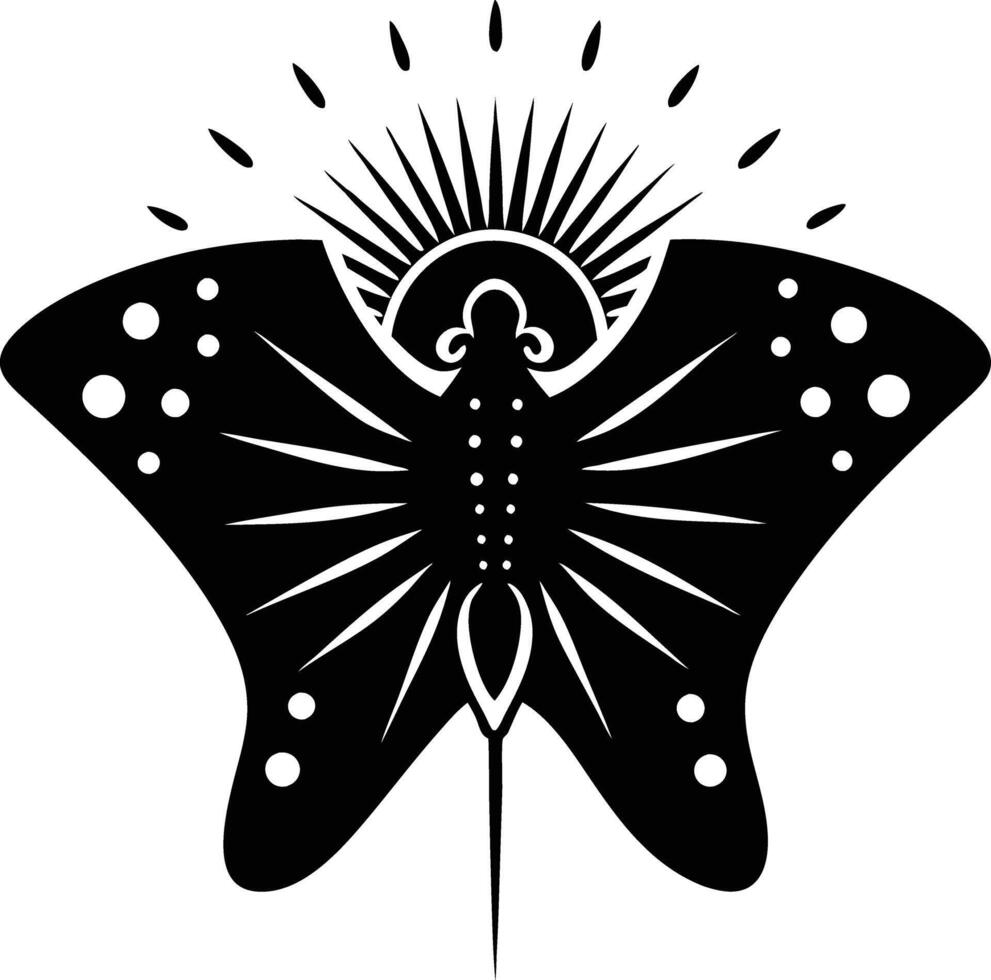 Butterfly Ray illustration black and white vector