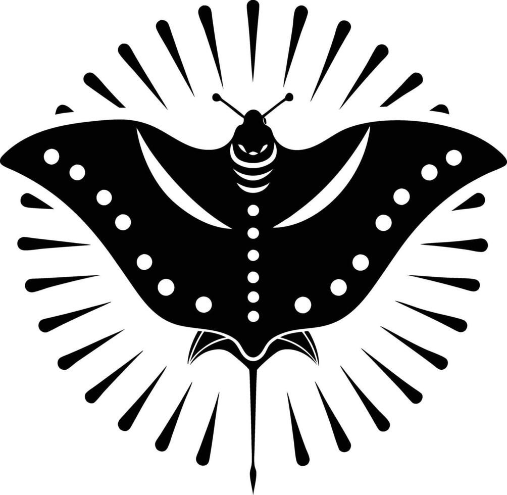 Butterfly Ray illustration black and white vector