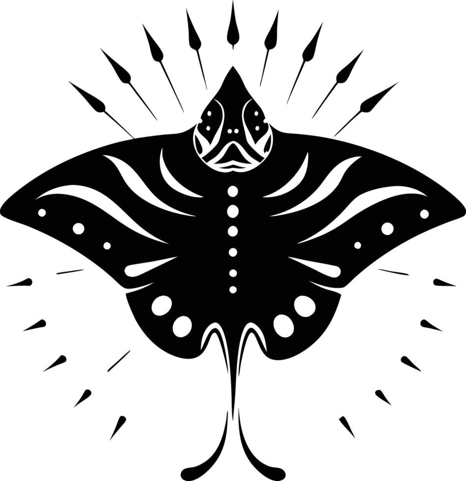 Butterfly Ray illustration black and white vector