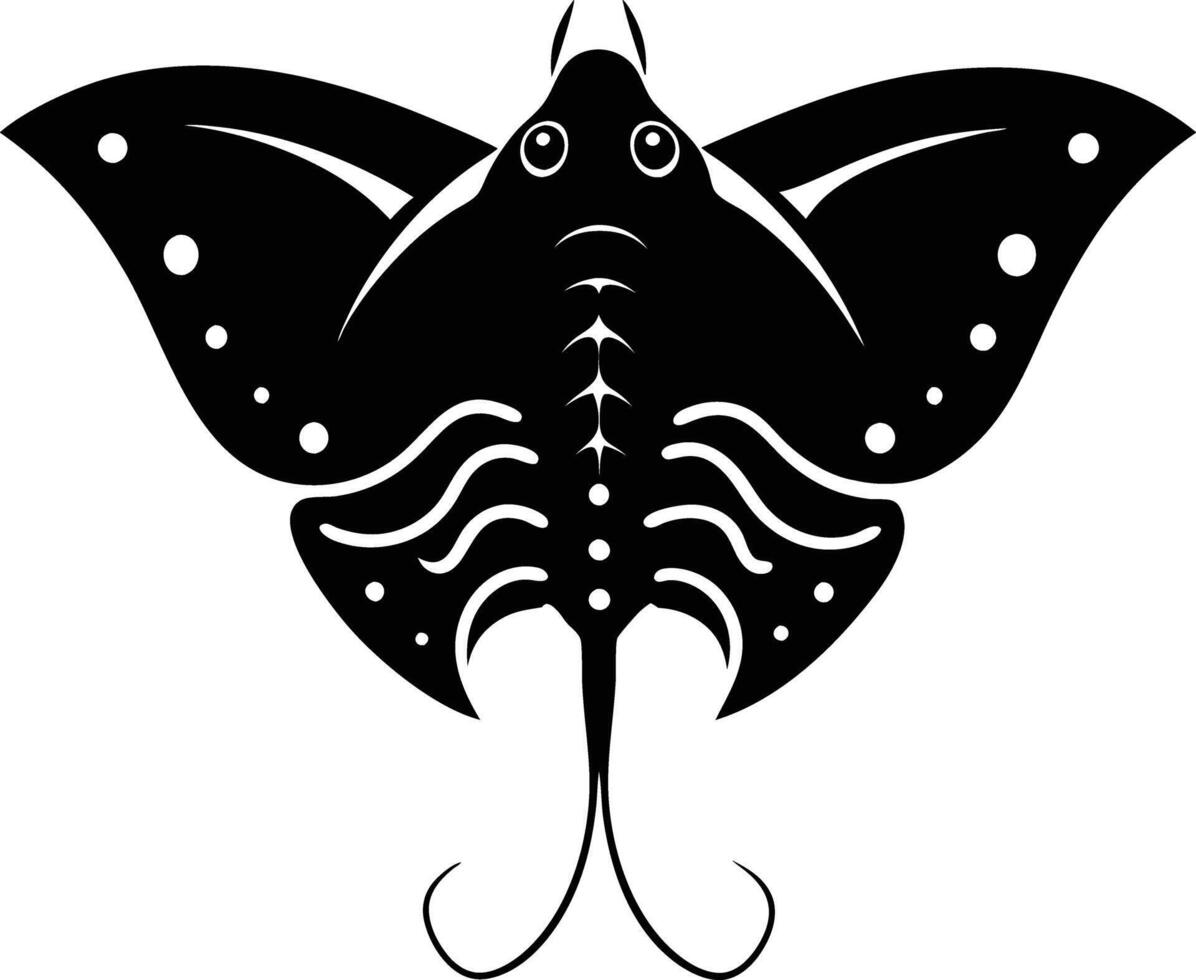 Butterfly Ray illustration black and white vector