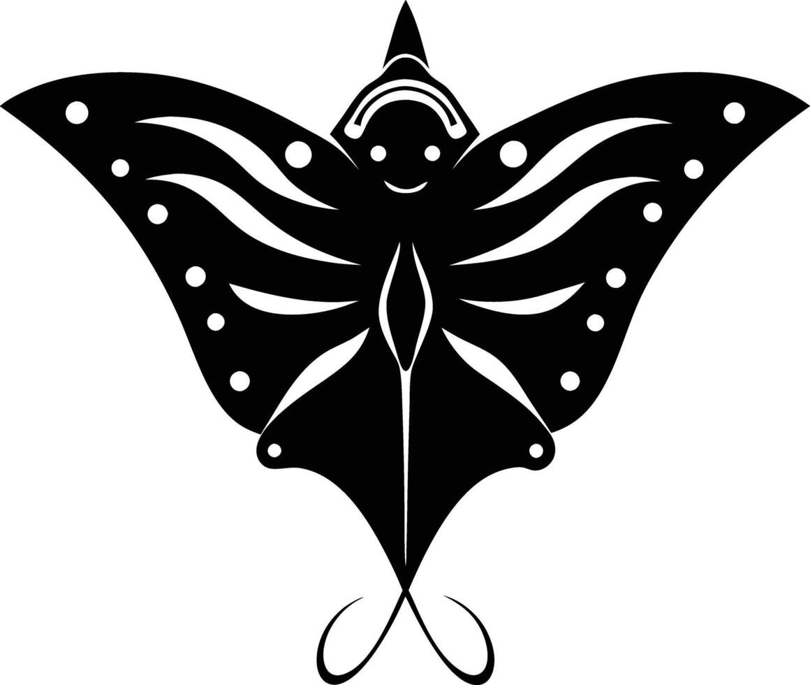 Butterfly Ray illustration black and white vector