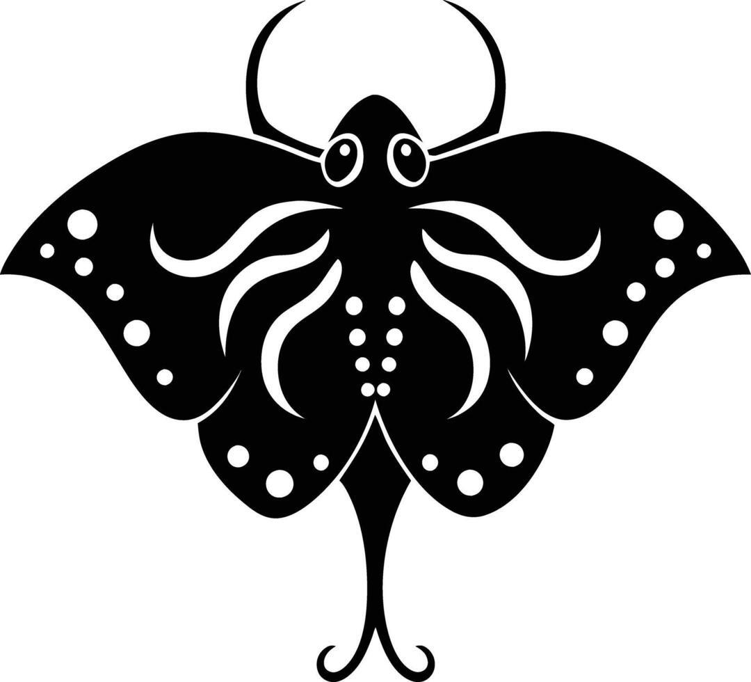 Butterfly Ray illustration black and white vector
